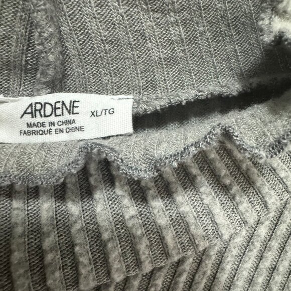 Ardene Ribbed Mock Neck Long Sleeve Top – Gray, Size XL - Picture 2 of 3